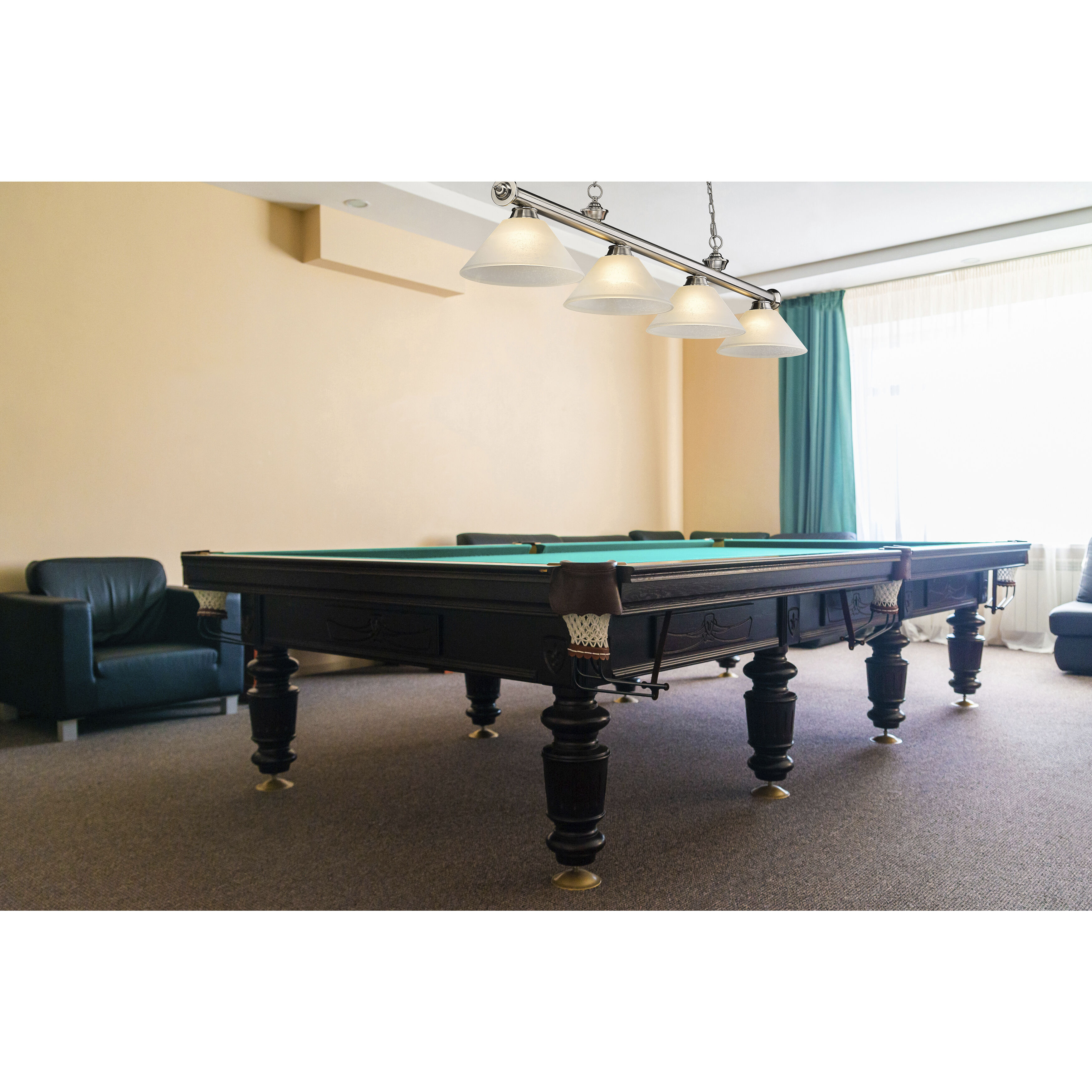 Cordon 4 Light 81.25 inch Brushed Nickel Billiard Ceiling Light in White Linen Glass