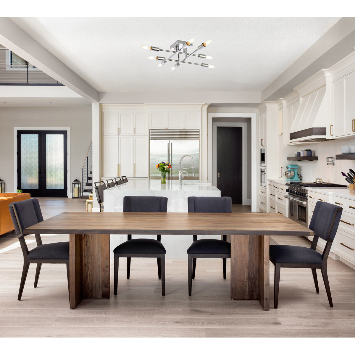 Script 8 Light 19 inch Chrome Flush Mount Ceiling Light