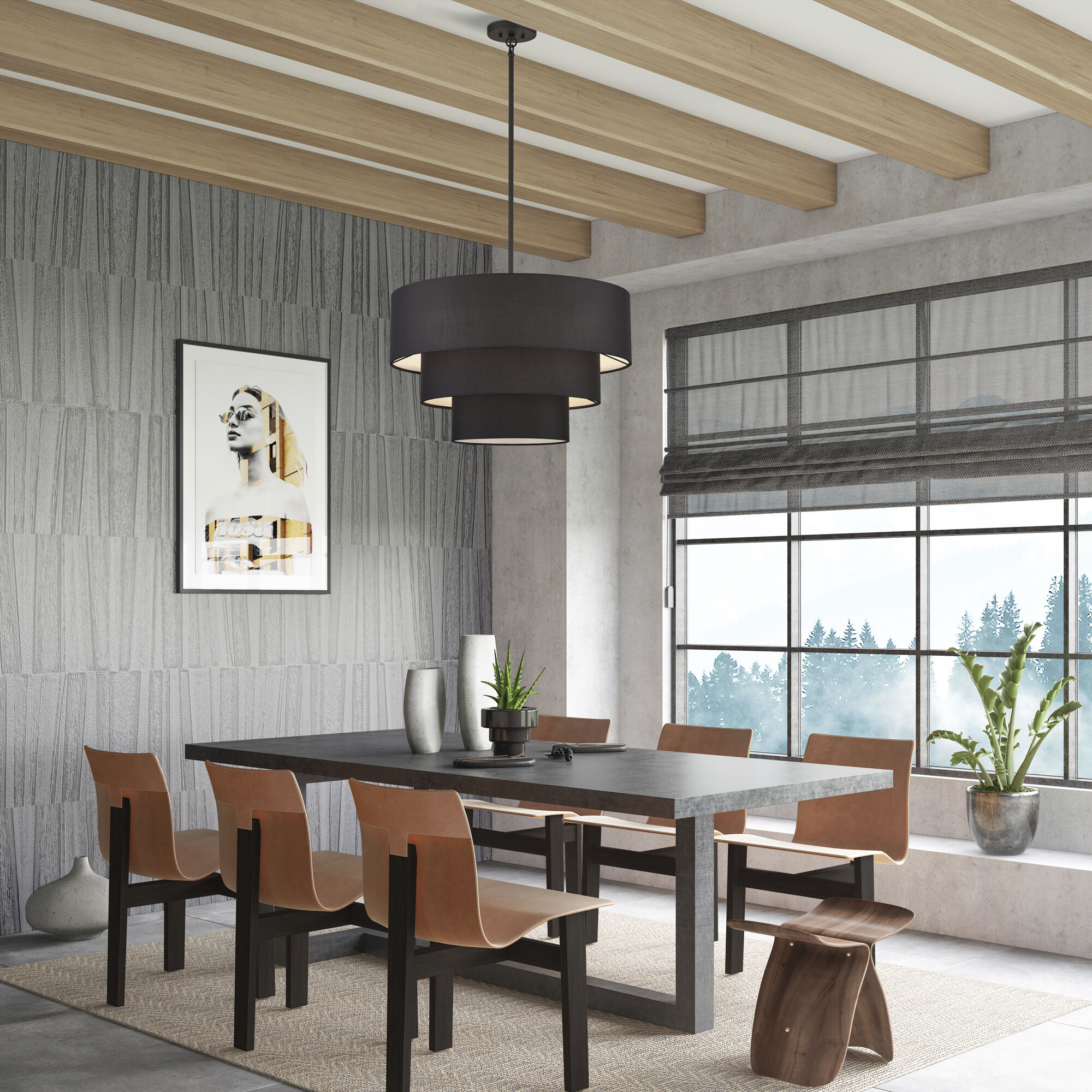 Bainbridge 5 Light 28 inch Black Pendant Chandelier Ceiling Light, Medium