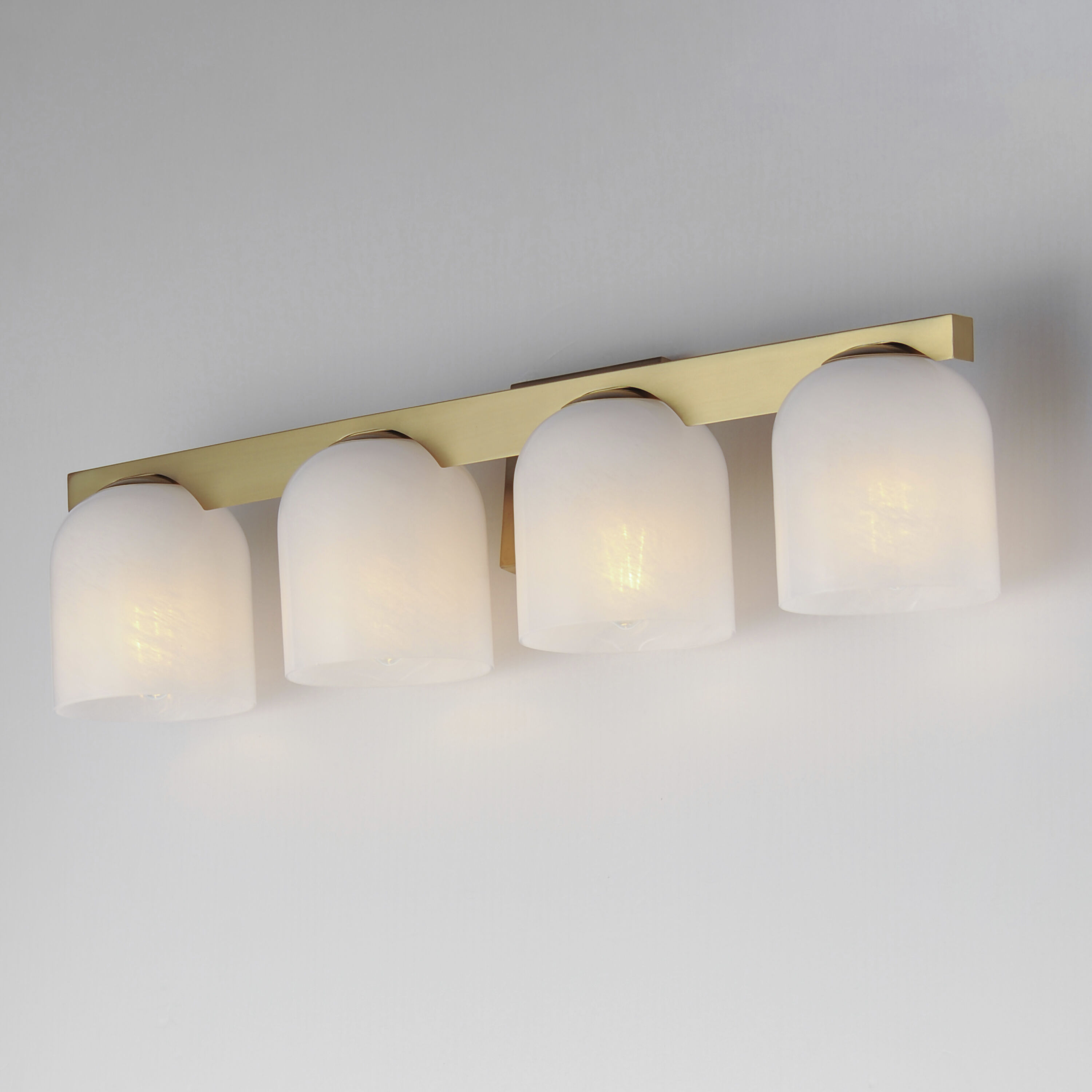 Scoop 4 Light 29.5 inch Natural Aged Brass Bath Vanity Wall Light in Marble