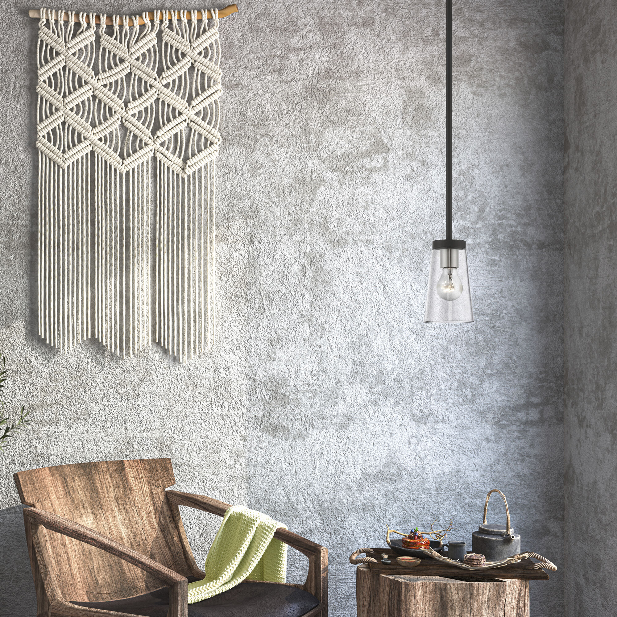 Cityview 1 Light 5 inch Black with Brushed Nickel Accents Mini Pendant Ceiling Light