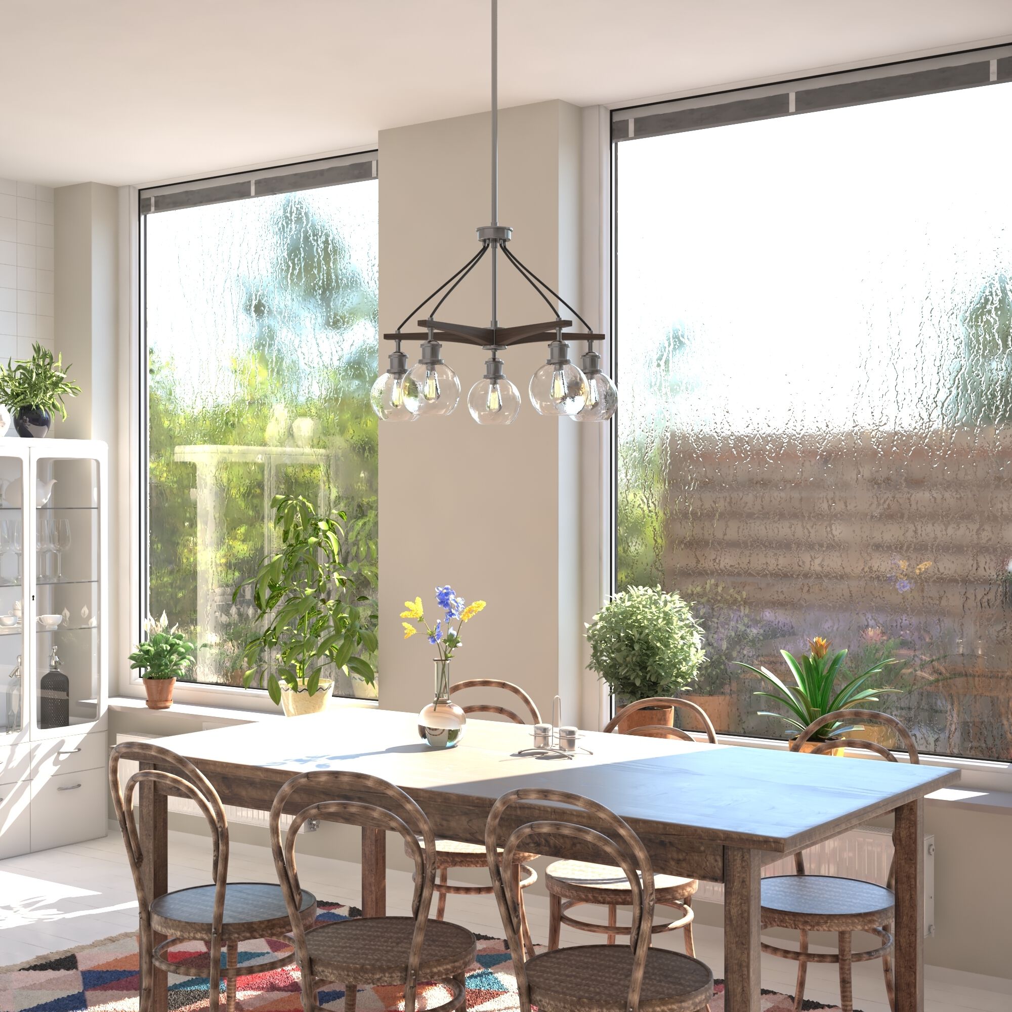 Avondale LED 25.25 inch Satin Nickel and Dark Sycamore Chandelier Ceiling Light