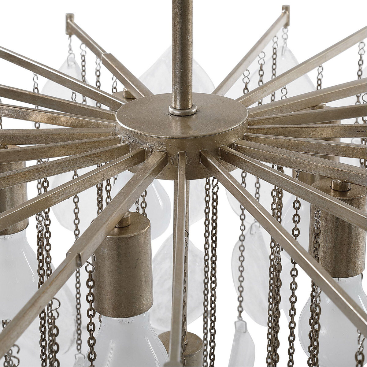 Goccia 6 Light 28.75 inch Rich Antique Bright Silver Leaf Pendant Ceiling Light