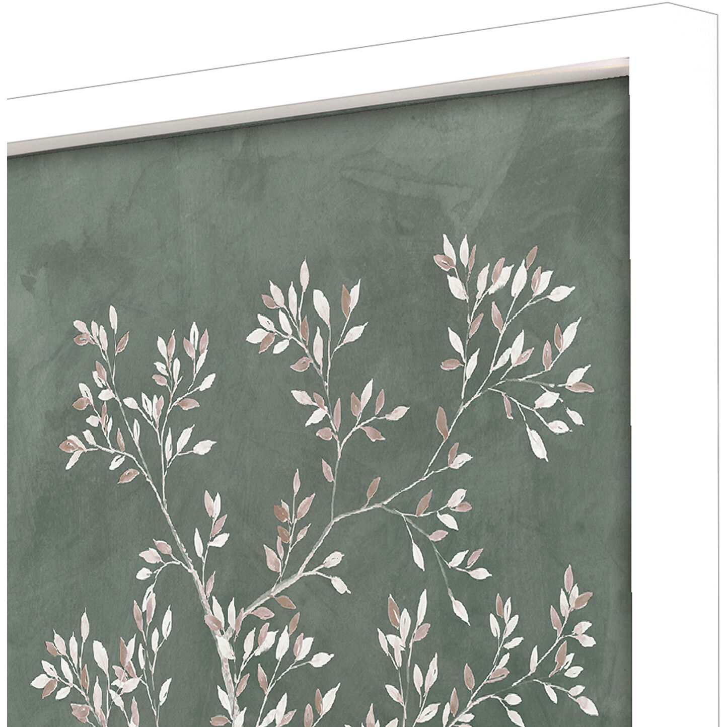 Delicate Tree Green and Beige and White Framed Art