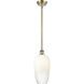 Ballston Brookhaven Flute 1 Light 7 inch Antique Brass Mini Pendant Ceiling Light in Opal Glass