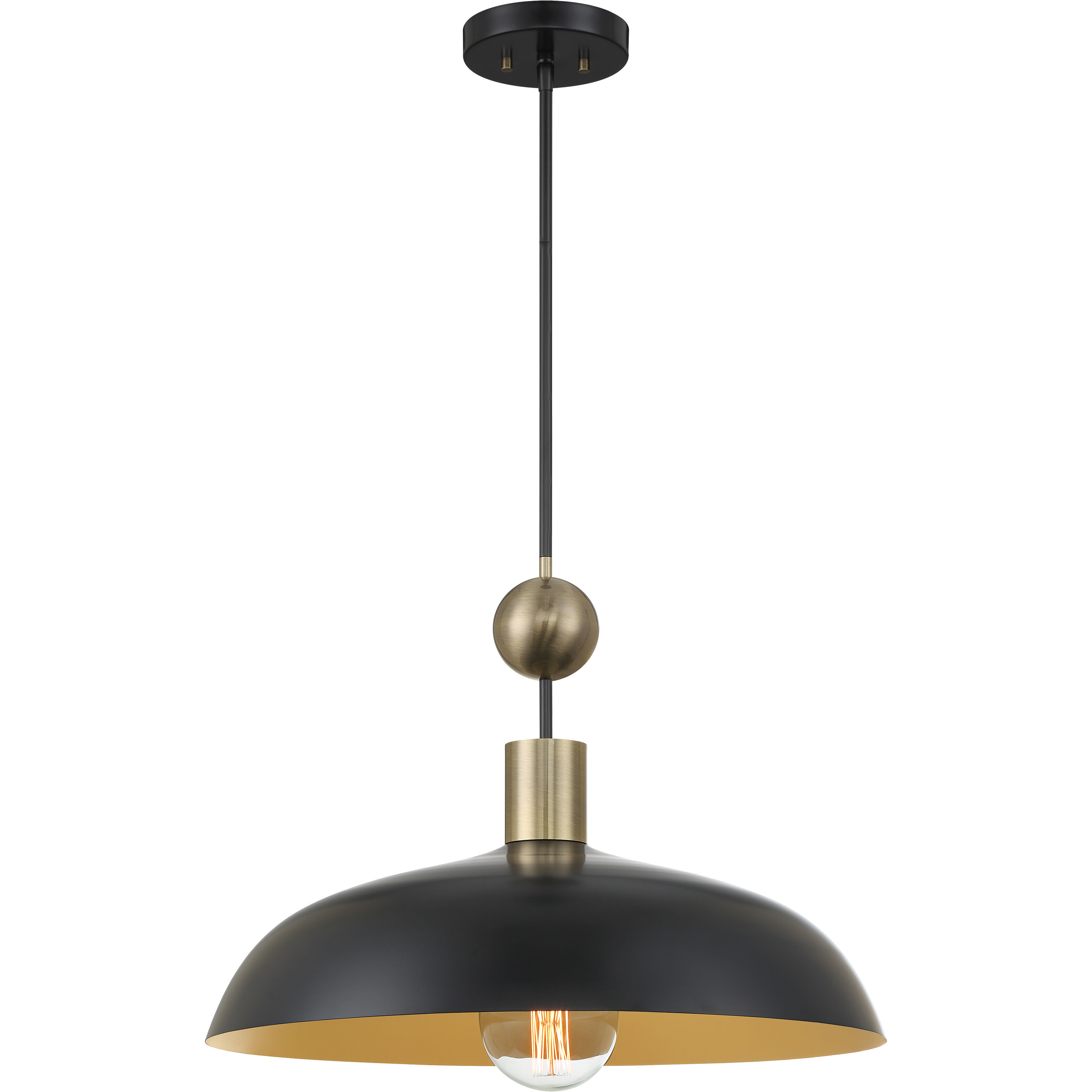 Biloxi 1 Light 23.88 inch Coal And Weathered Antique Brass Pendant Ceiling Light