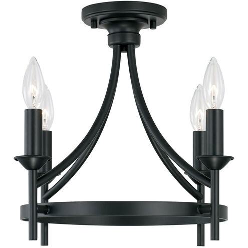 Peyton 4 Light 16 inch Matte Black Semi-Flush Mount Ceiling Light, Convertible Dual Mount