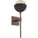 Cabochon LED 7.7 inch Burnished Bronze with Black Marble Sconce Wall Light in Amber, 2700K LED, Belvedere