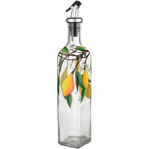 Citron Yellow with Green and Clear Oil and Vinegar Bottle
