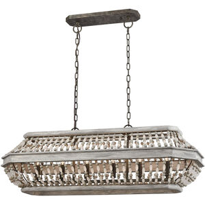 Zanobi 6 Light 39 inch Washed Gray with Malted Rust Linear Chandelier Ceiling Light