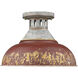 Kinsley 1 Light 14 inch Aged Galvanized Steel Semi-Flush Mount Ceiling Light in Antique Red