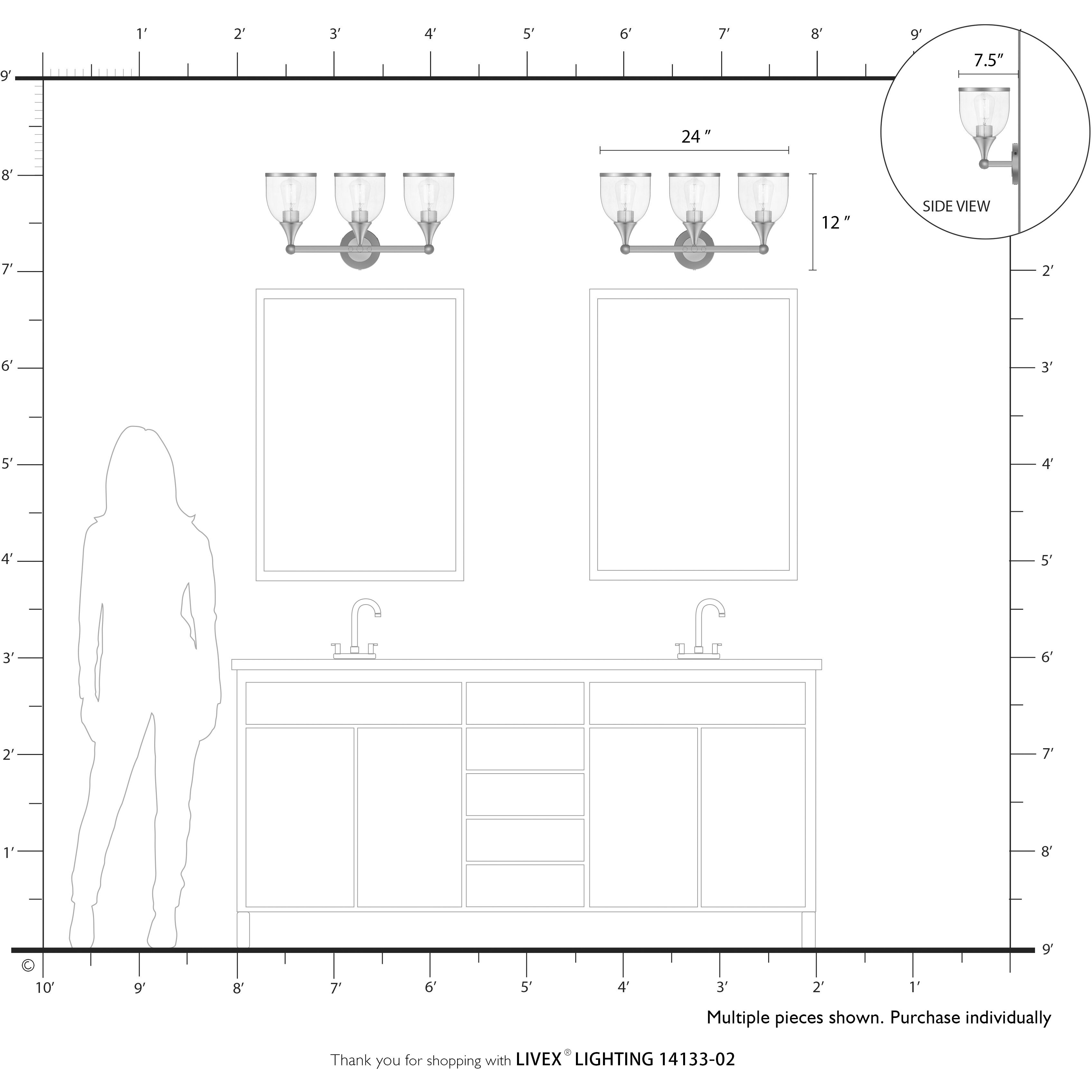 Ashridge 3 Light 24 inch Polished Brass Vanity Wall Sconce Wall Light