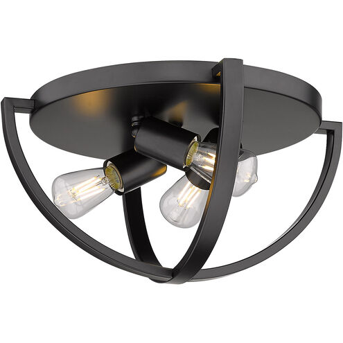 Colson 3 Light 14 inch Matte Black Flush Mount Ceiling Light in No Shade, Damp