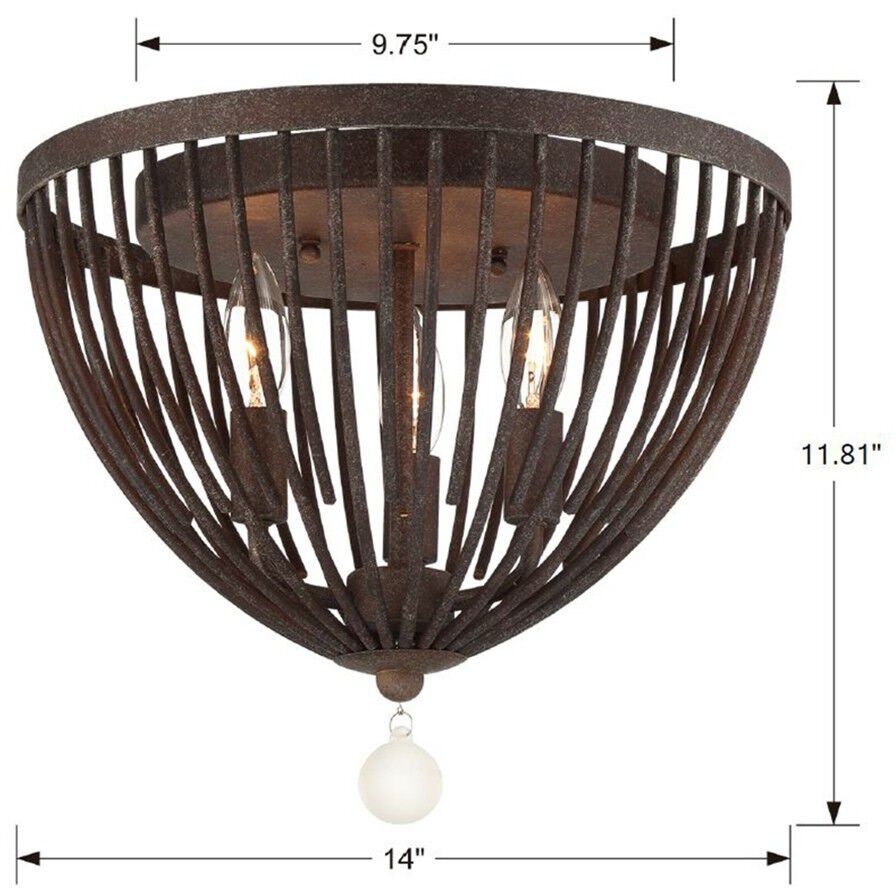 Duval 3 Light 14 inch Forged Bronze Flush Ceiling Light