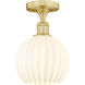 Edison White Venetian 1 Light 8 inch Satin Gold Semi-Flush Mount Ceiling Light