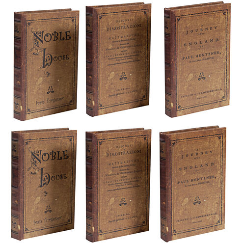 Book 6 inch Brown Book Box, Set of 4