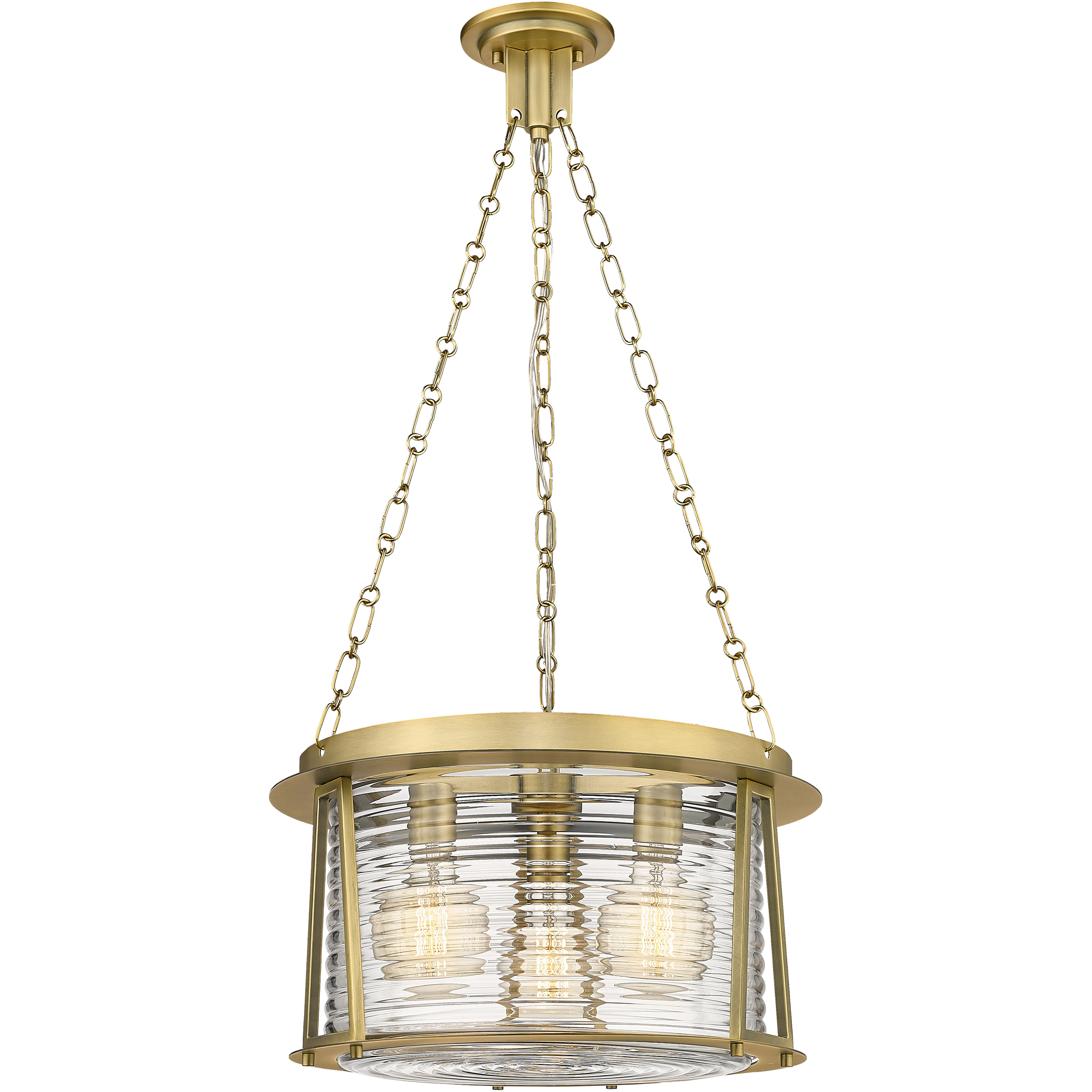 Cape Harbor 3 Light 18 inch Rubbed Brass Pendant Ceiling Light
