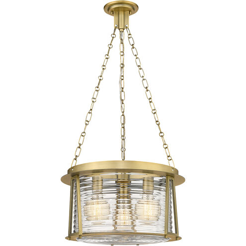 Cape Harbor 3 Light 18 inch Rubbed Brass Pendant Ceiling Light