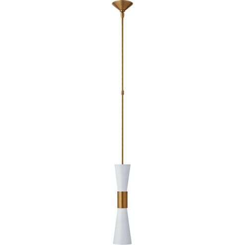 AERIN Clarkson 2 Light 4.75 inch Hand-Rubbed Antique Brass Narrow Pendant Ceiling Light in Hand-Rubbed Antique Brass and White, White, Medium
