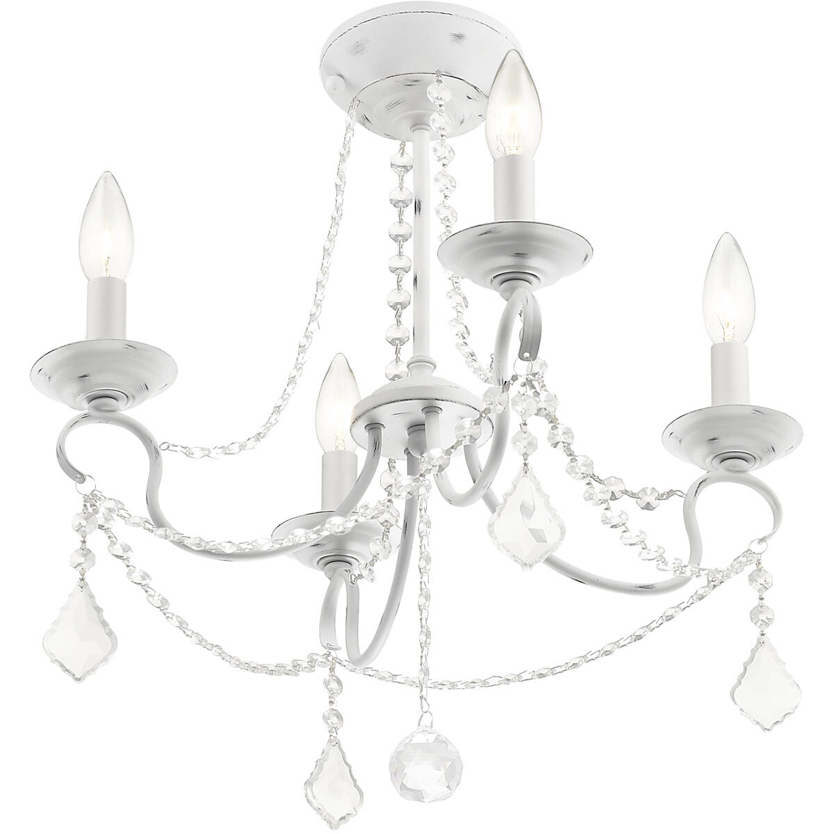 Pennington 4 Light 18 inch Antique White Convertible Mini Chandelier/Ceiling Mount Ceiling Light