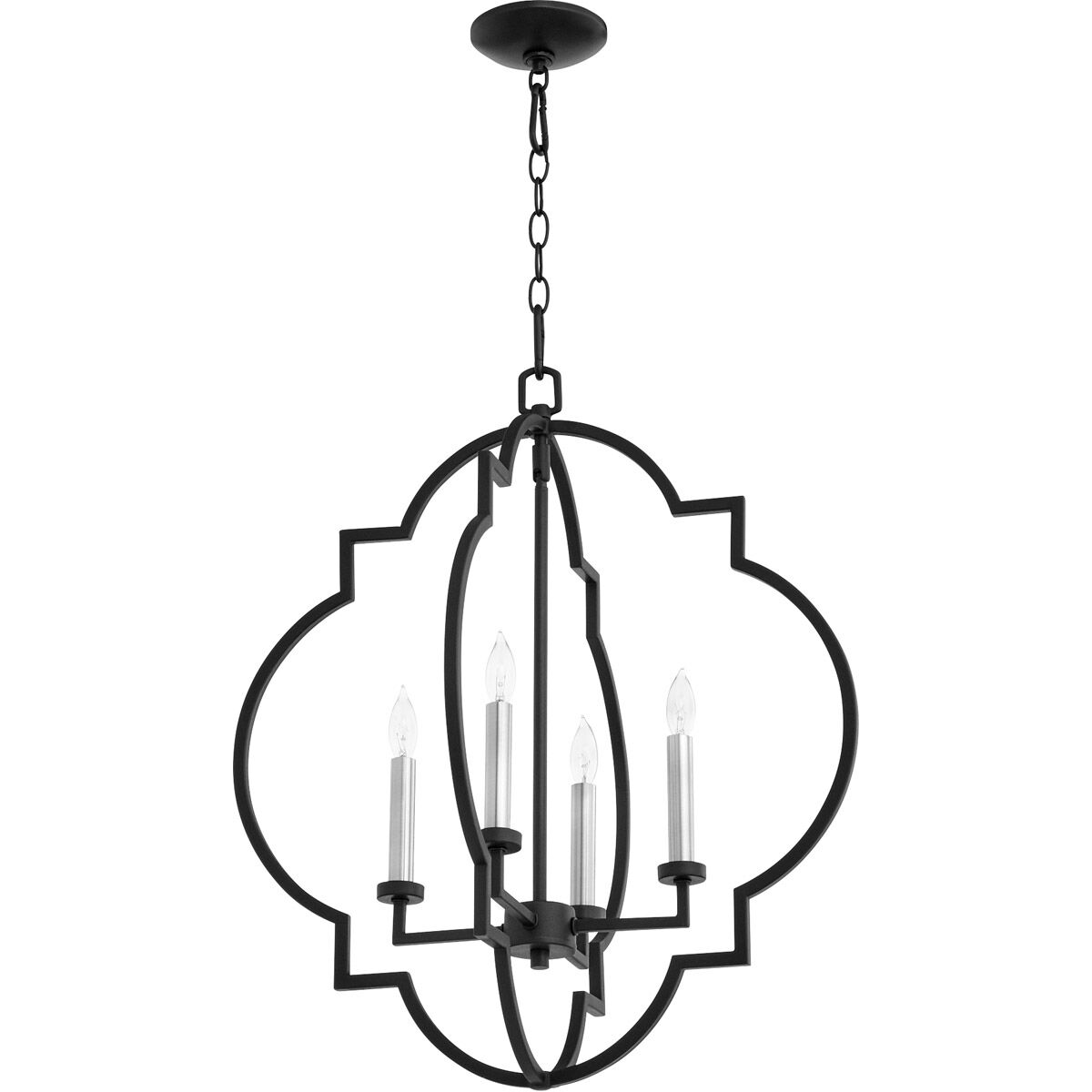 Dublin 4 Light 21.5 inch Noir Foyer Pendant Ceiling Light, Quorum Home
