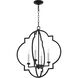 Dublin 4 Light 22 inch Noir Foyer Pendant Ceiling Light, Quorum Home