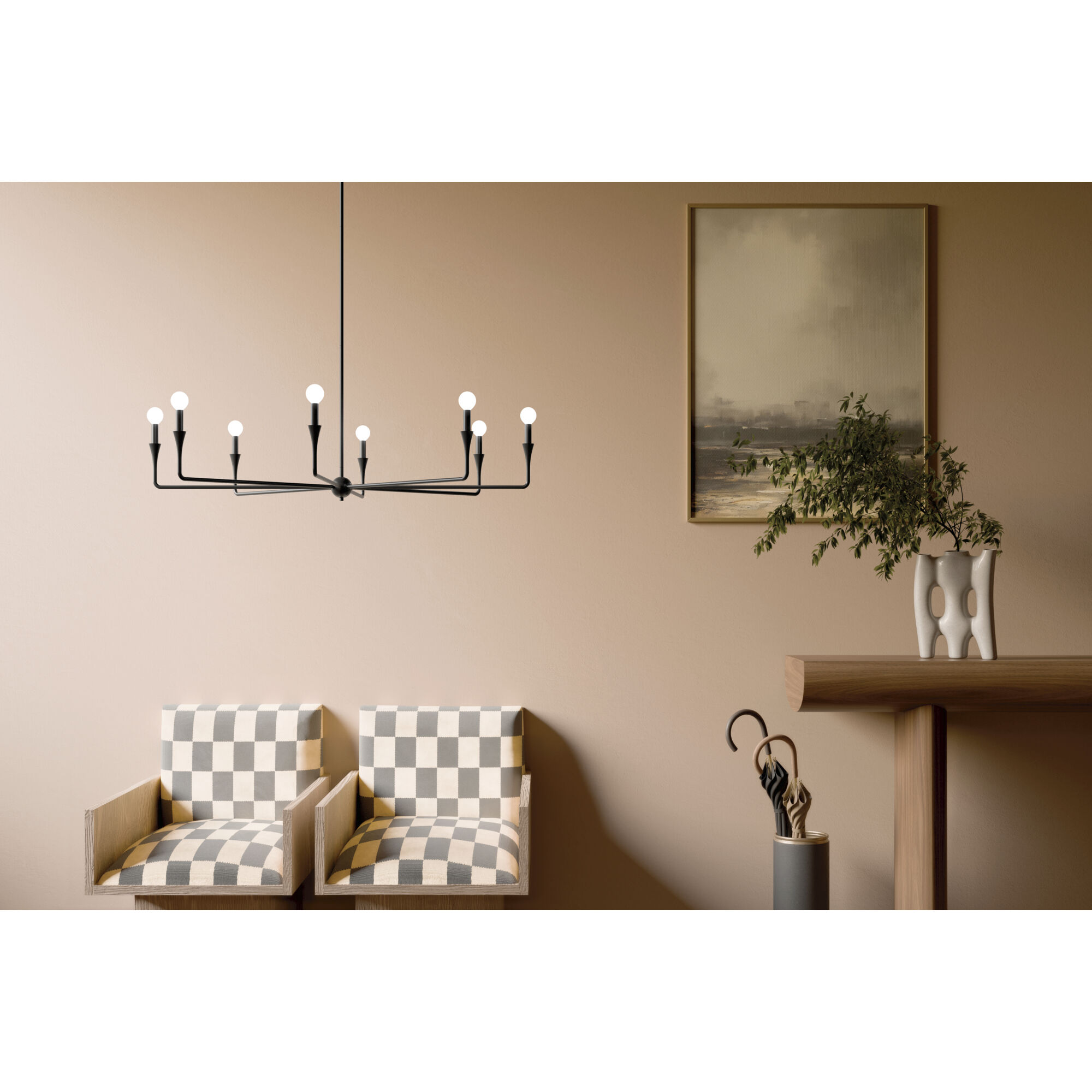 Alvaro 8 Light Black Chandelier Ceiling Light, 1 Tier Large