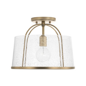 Madison 1 Light 13 inch Aged Brass Semi-Flush Mount Ceiling Light, Convertible Dual Mount