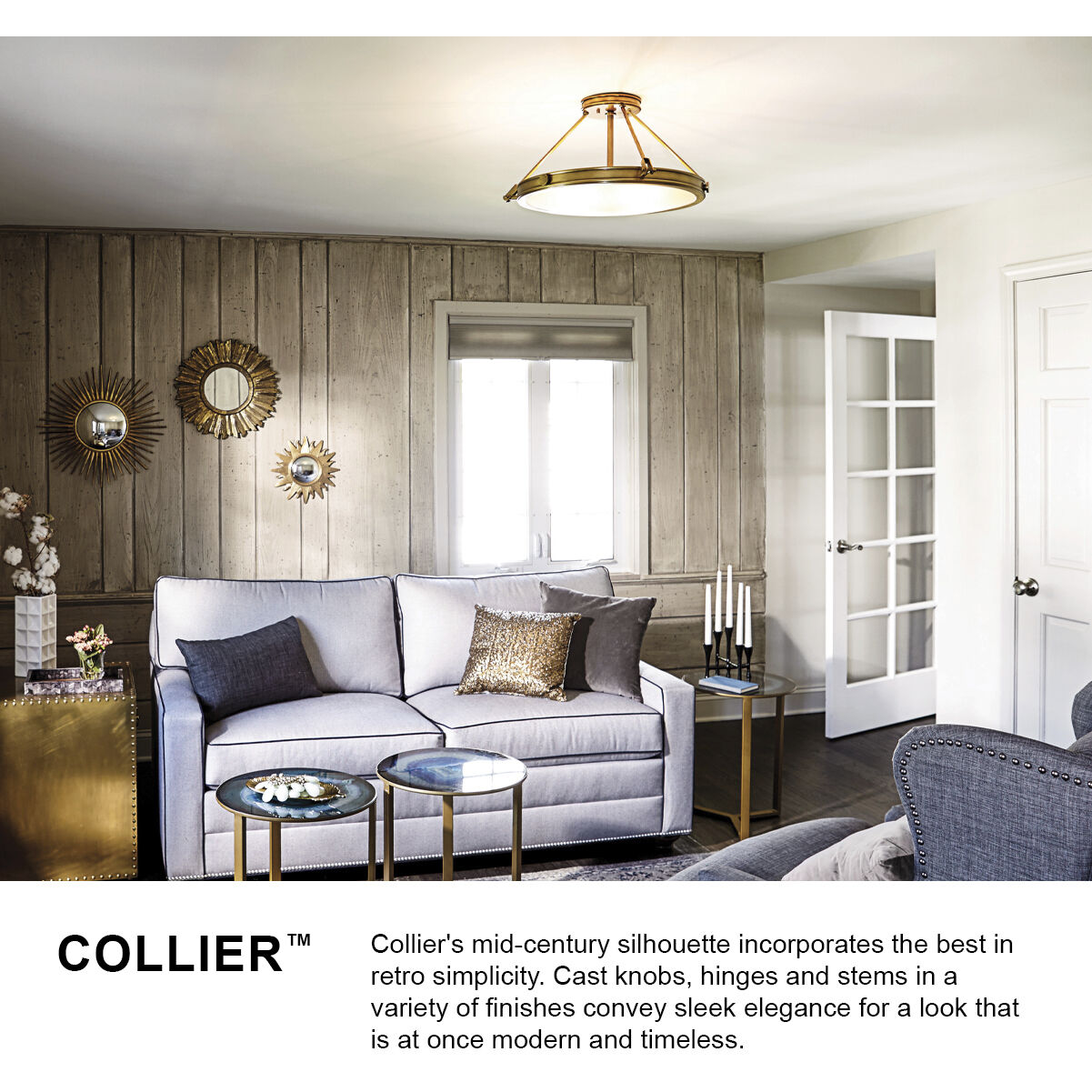 Collier 4 Light 22 inch Heritage Brass Indoor Semi-Flush Mount Ceiling Light