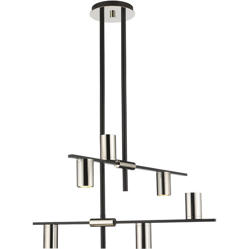Calumet 6 Light 30 inch Matte Black and Polished Nickel Chandelier Ceiling Light