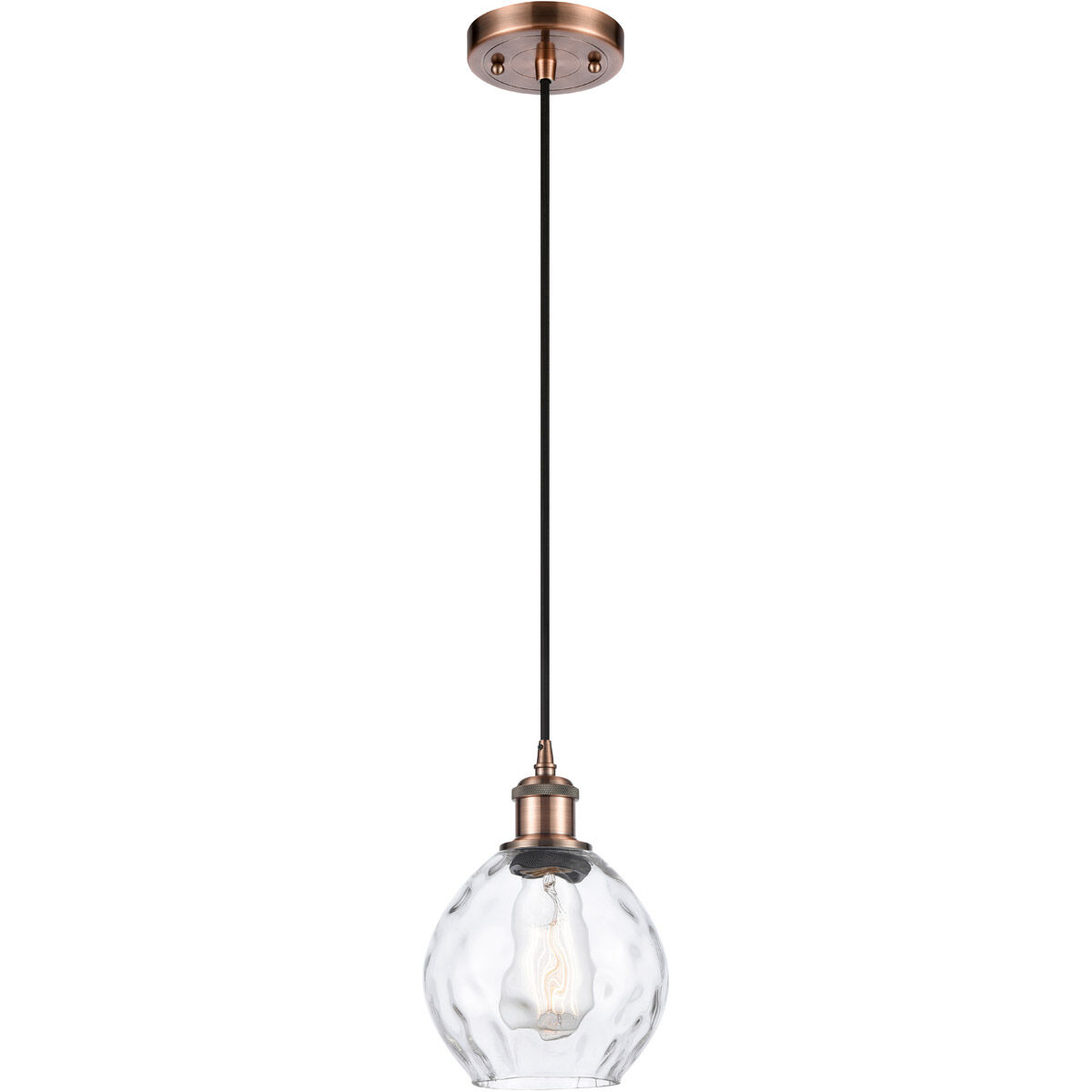 Ballston Small Waverly 1 Light 6 inch Antique Copper Mini Pendant Ceiling Light, Ballston
