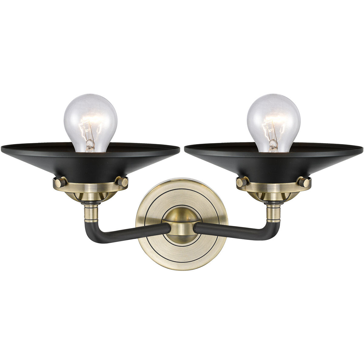 Nouveau Railroad 2 Light 16 inch Black Antique Brass Bath Vanity Light Wall Light in Matte Black, Nouveau