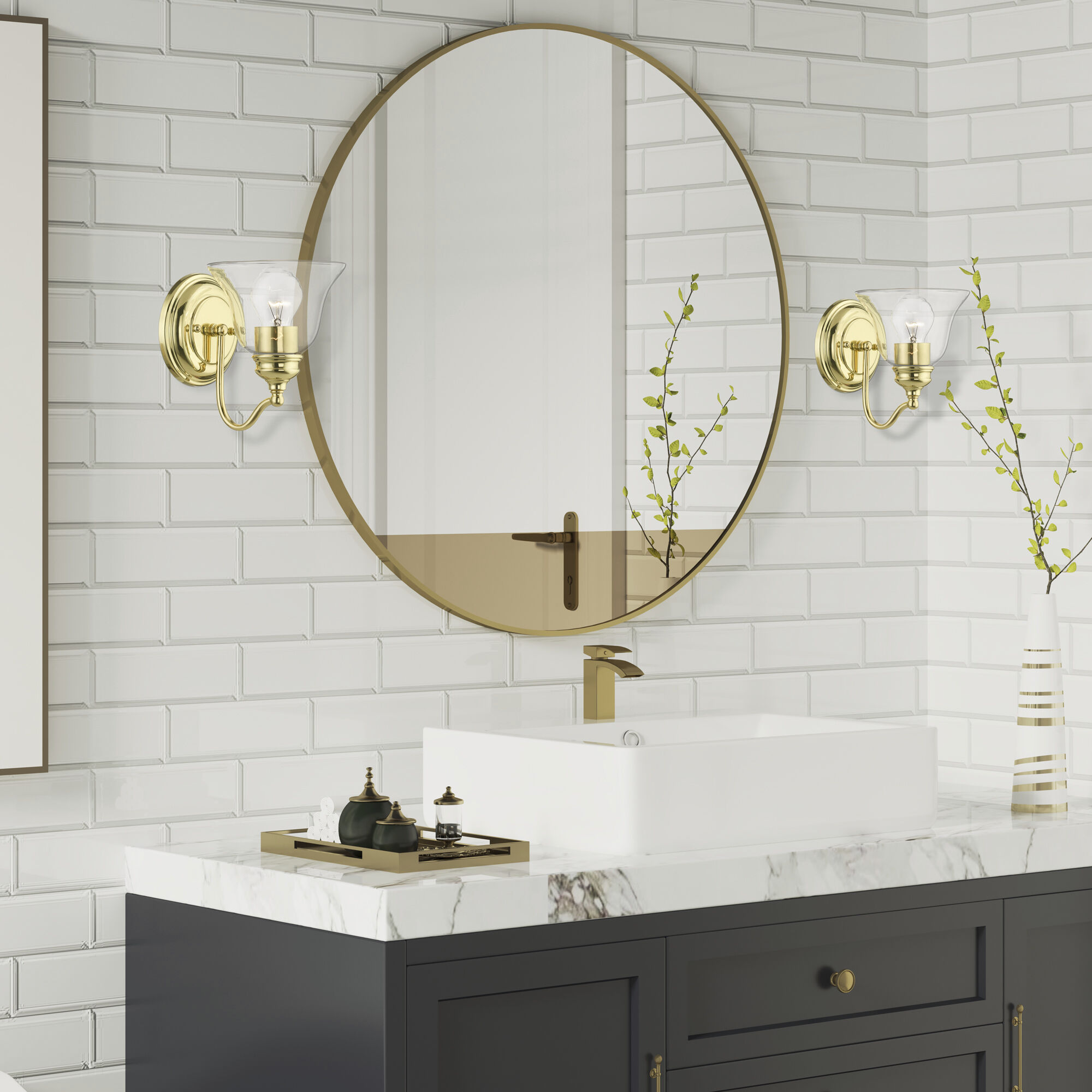 Moreland 1 Light 6 inch Polished Brass Vanity Sconce Wall Light