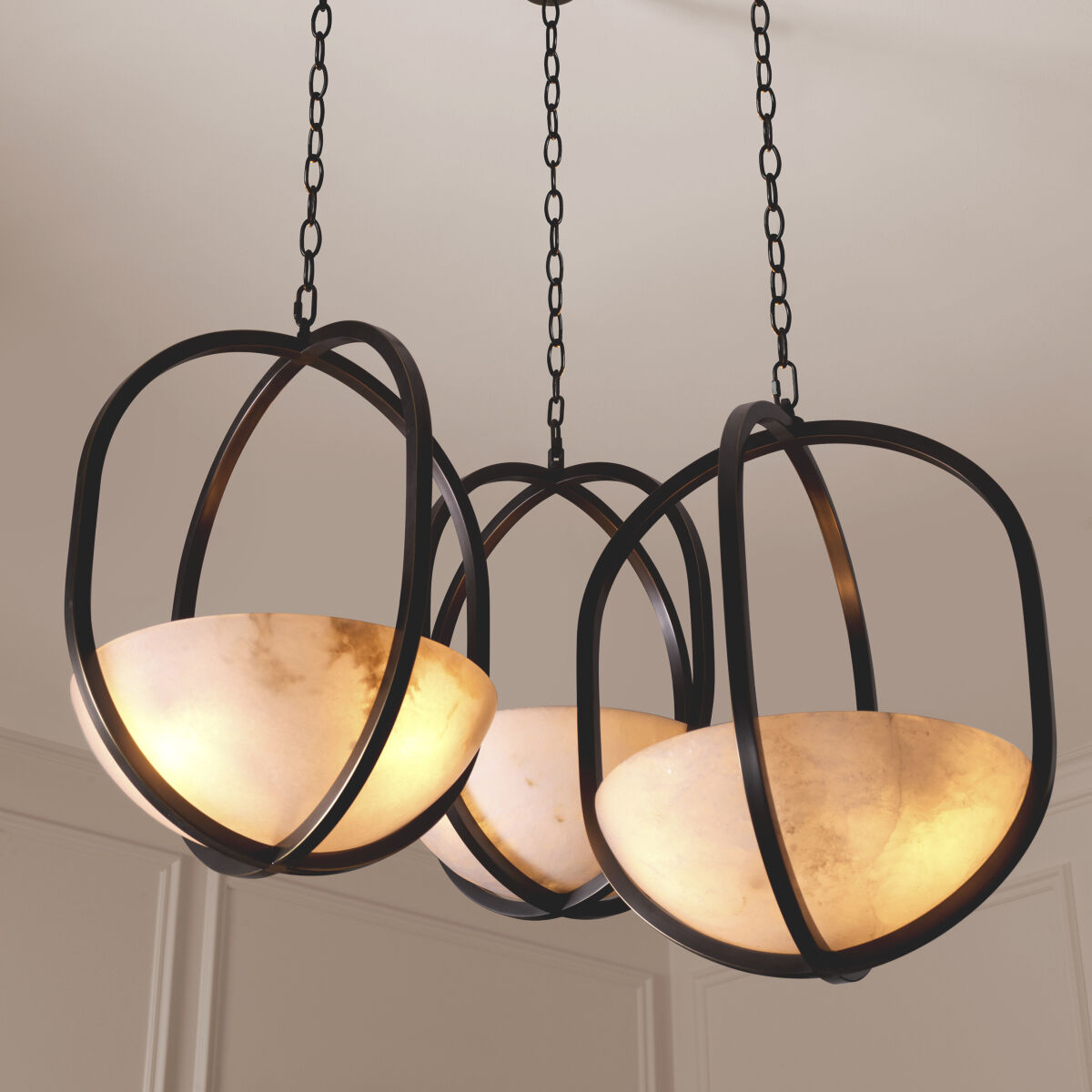 Scapa 3 Light 19.29 inch Bronze Highlight with Alabaster Chandelier Ceiling Light