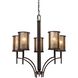 Barringer 5 Light 29 inch Aged Bronze with Tan Chandelier Ceiling Light