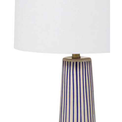 Sophie 29.25 inch Navy and Cream Hand-Painted Ceramic / Antique Brass Table Lamp Portable Light
