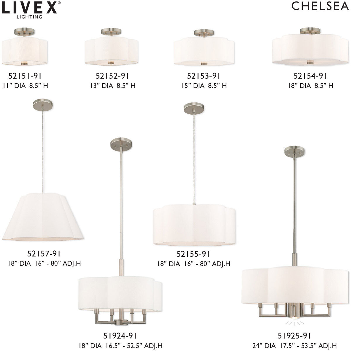 Chelsea 1 Light 18 inch Brushed Nickel Pendant Ceiling Light
