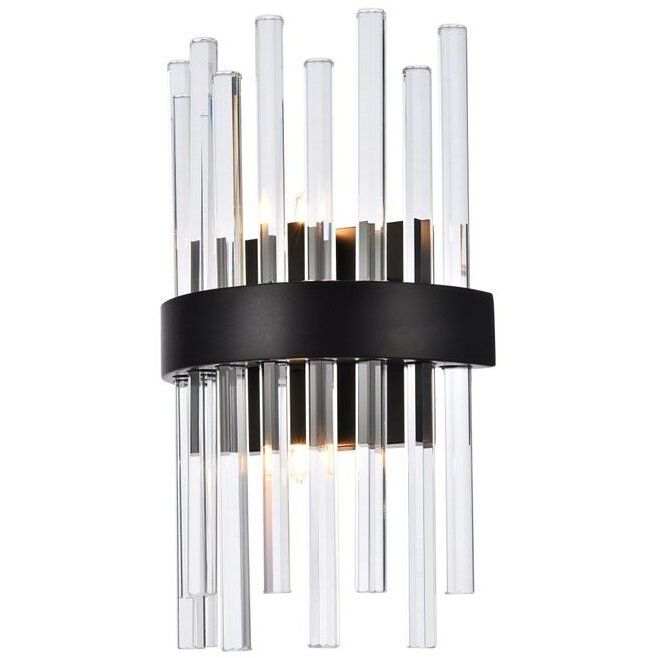 Dallas 2 Light 8 inch Black Bath Sconce Wall Light