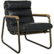 Cowhide Dark Walnut with Antique Brass Arm Chair