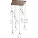 Gem LED Burnished Bronze Chandelier Ceiling Light, Square Multi-Port
