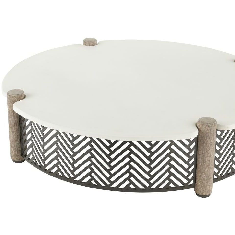 Emoto 50.5 inch White and Aged Bronze with Willow Outdoor Coffee Table