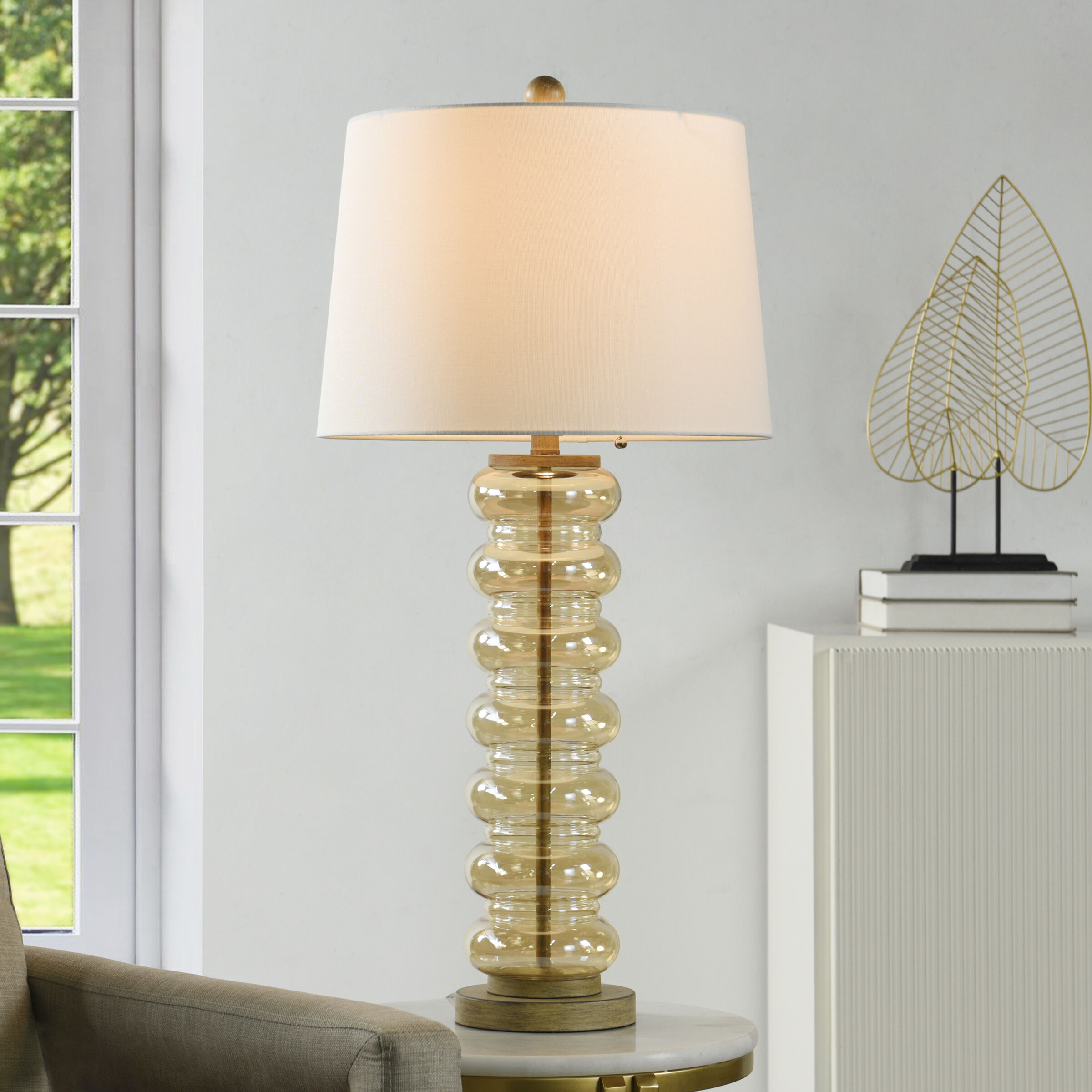 Emma 32 inch 100.00 watt Amber Opulance Table Lamp Portable Light