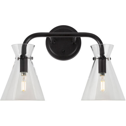 Beaker 2 Light 16 inch Black Vanity Light Wall Light