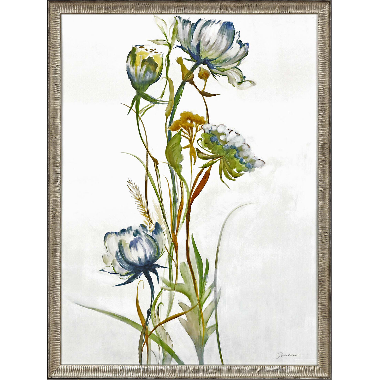 Late Summer Wildflower Multi and Blue and Green and Orange Framed Art