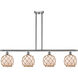 Ballston Farmhouse Rope LED 48 inch Brushed Satin Nickel Island Light Ceiling Light in White Glass with Brown Rope, Ballston