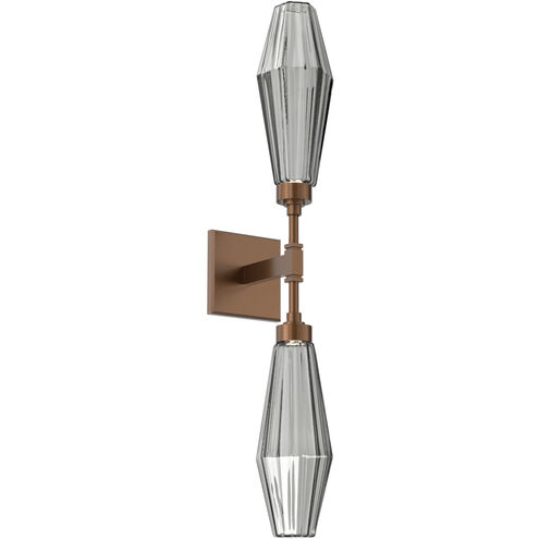 Aalto LED 4.5 inch Burnished Bronze Indoor Sconce Wall Light in 3000K LED, Optic Rib Smoke, Double