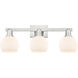 Arcadia Athens 3 Light 24.88 inch Brushed Satin Nickel Bath Vanity Light Wall Light in Matte White