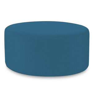 Universal 18 inch Seascape Turquoise Outdoor Round Ottoman with Slipcover