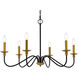 Rohan 6 Light 30 inch Brass and Black Chandelier Ceiling Light
