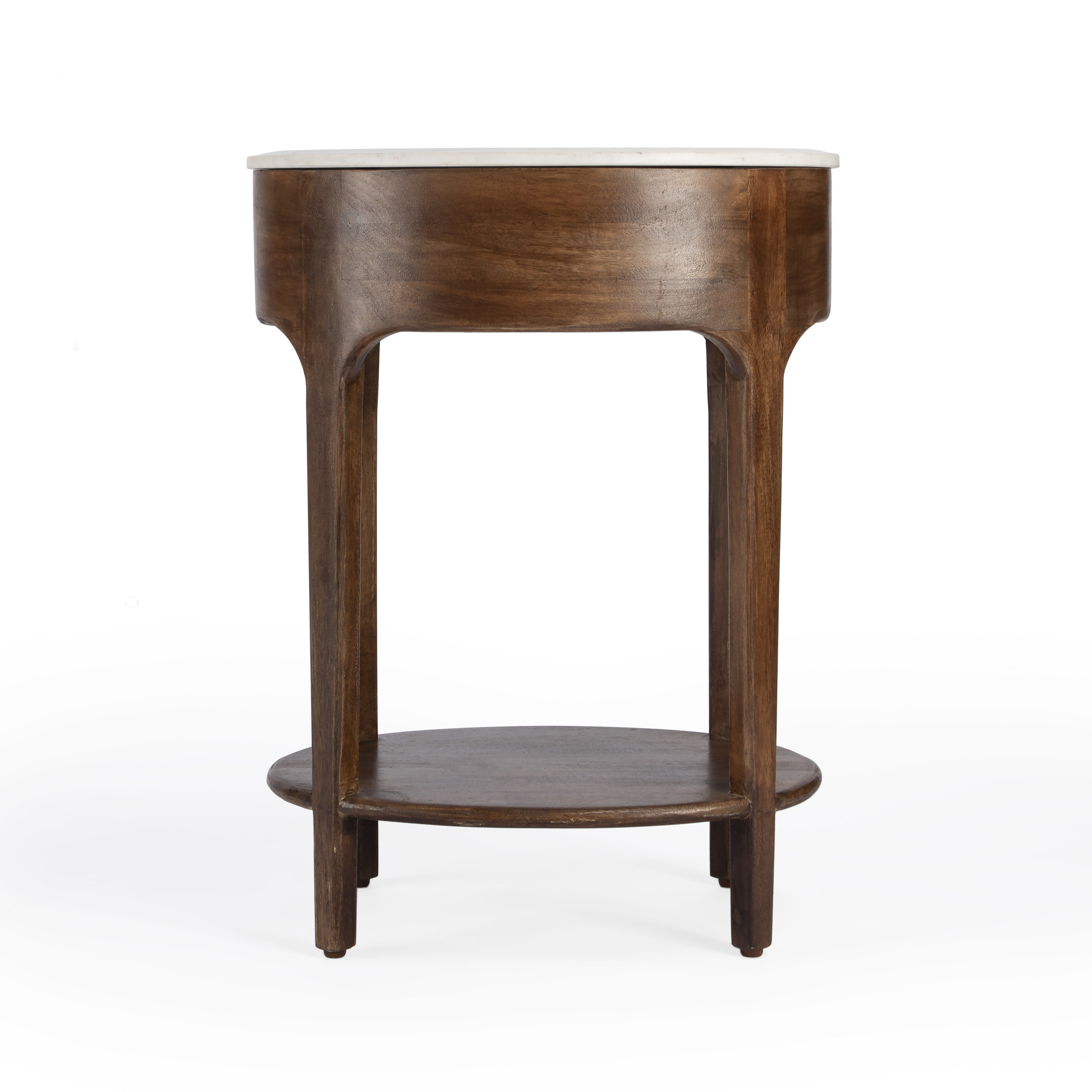 Ellen Marble Nightstand in Medium Brown